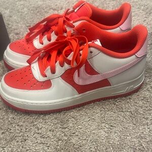 Nike Air Force 1 Women’s Valentine Sneakers in Red and Pink